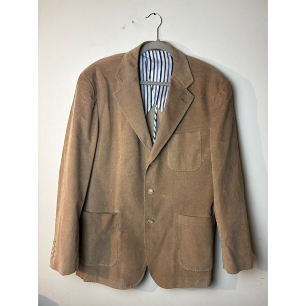 Mens T. Harris London Size L Brown Corduroy 3 Button Blazer Sport Coat Jacket‎